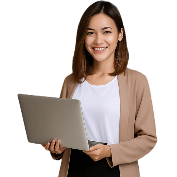 Consultante MH Tech avec ordinateur portable